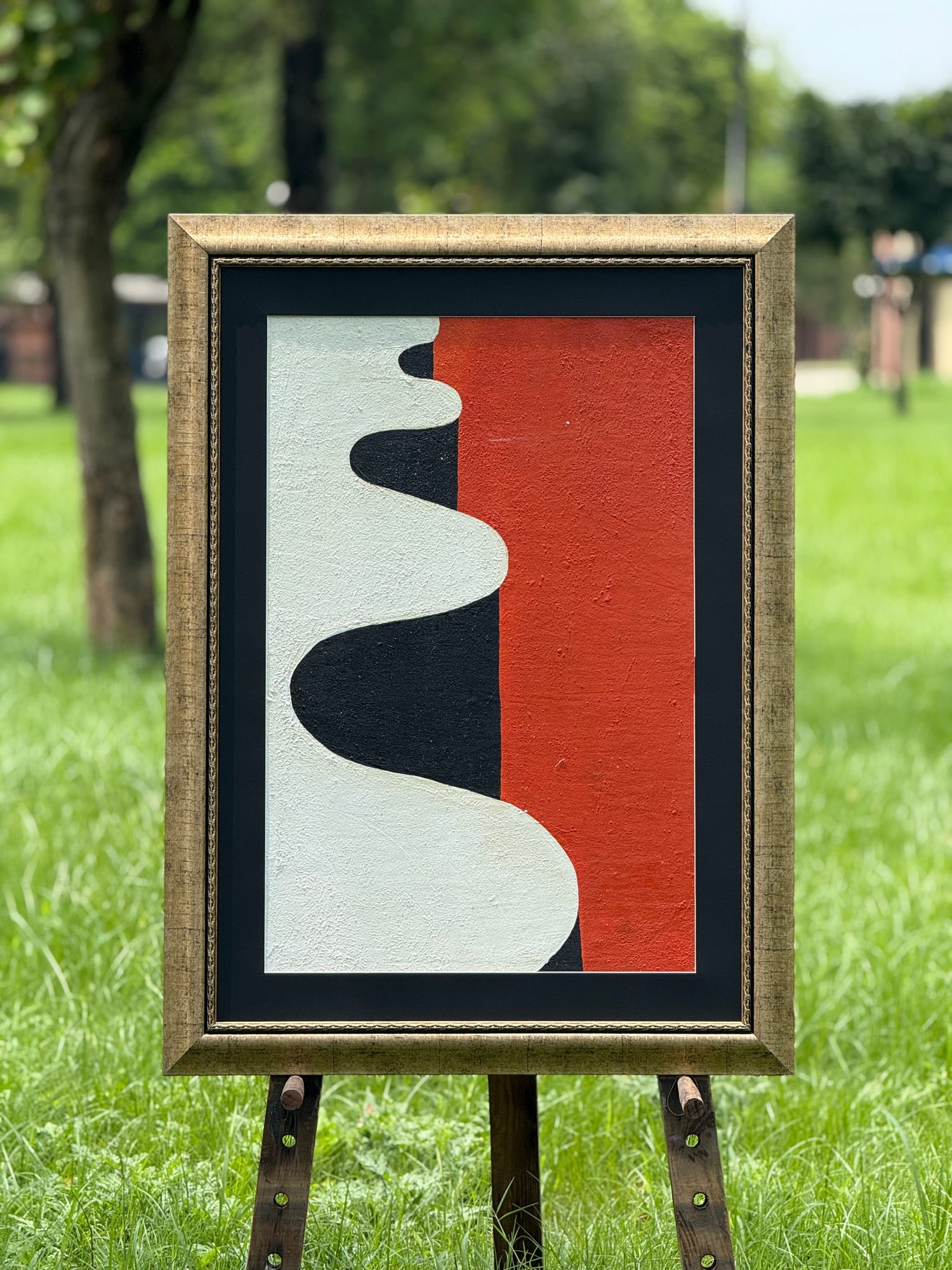 Crimson Divide – Portrait Palette Painting by Professor's Gallery