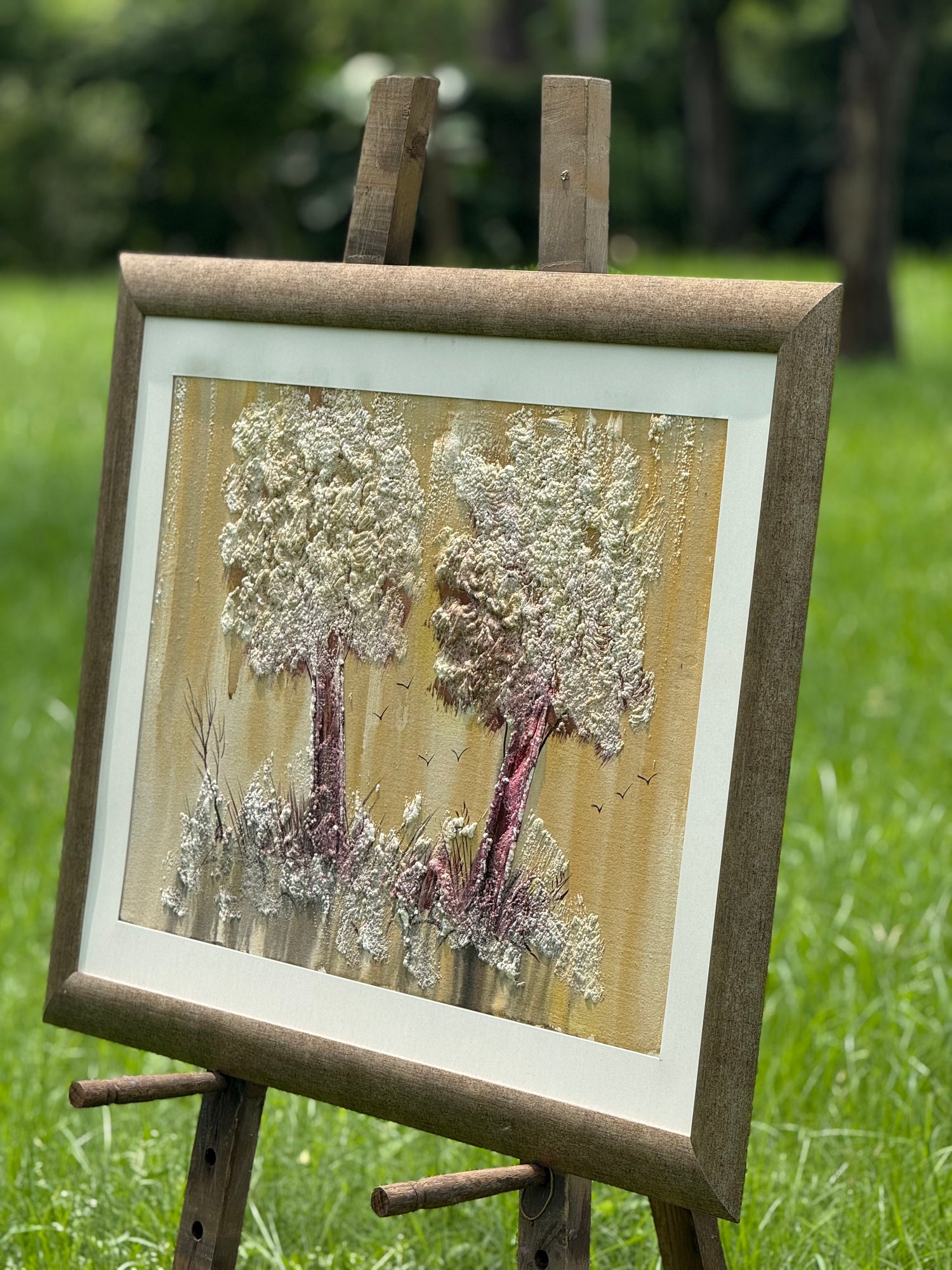 Twin Trunks of Time – Landscape Palette Knife by Professor's Gallery