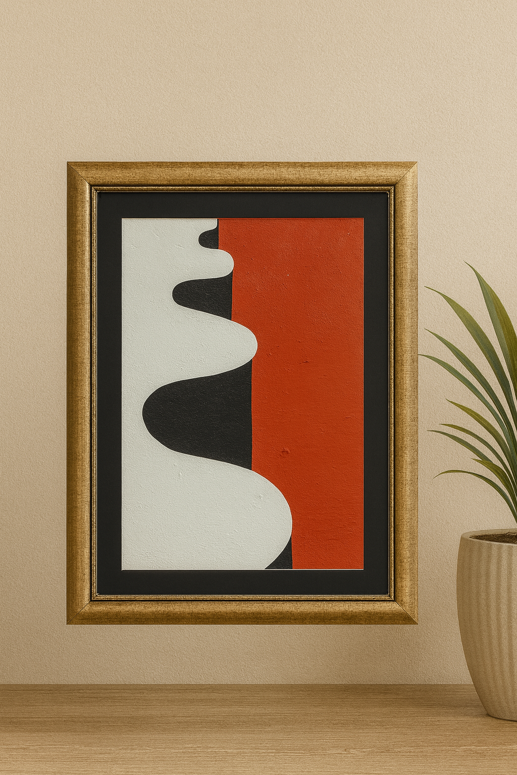 Crimson Divide – Portrait Palette Painting by Professor's Gallery