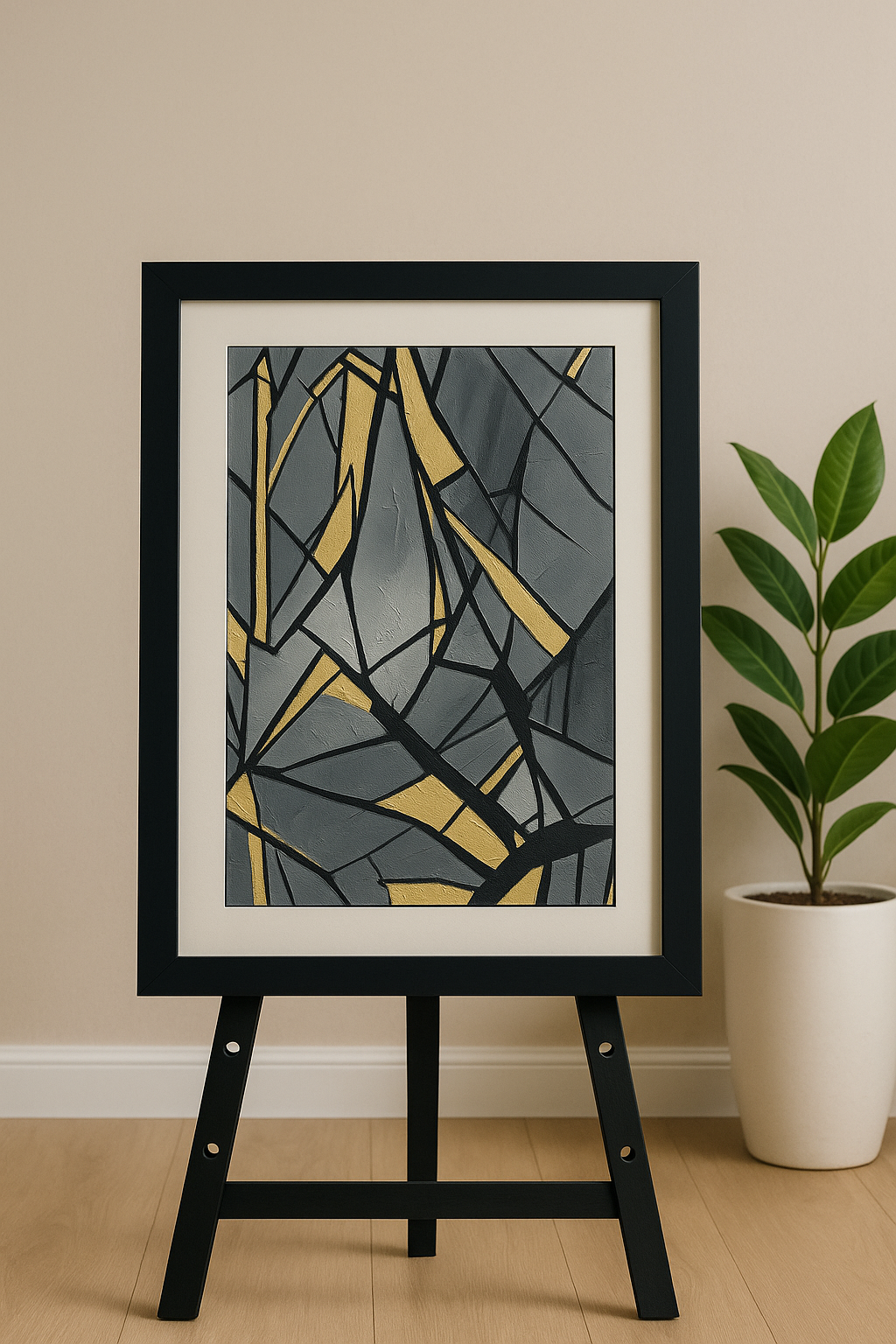 Golden Fracture – Portrait Palette Painting by Professor's Gallery