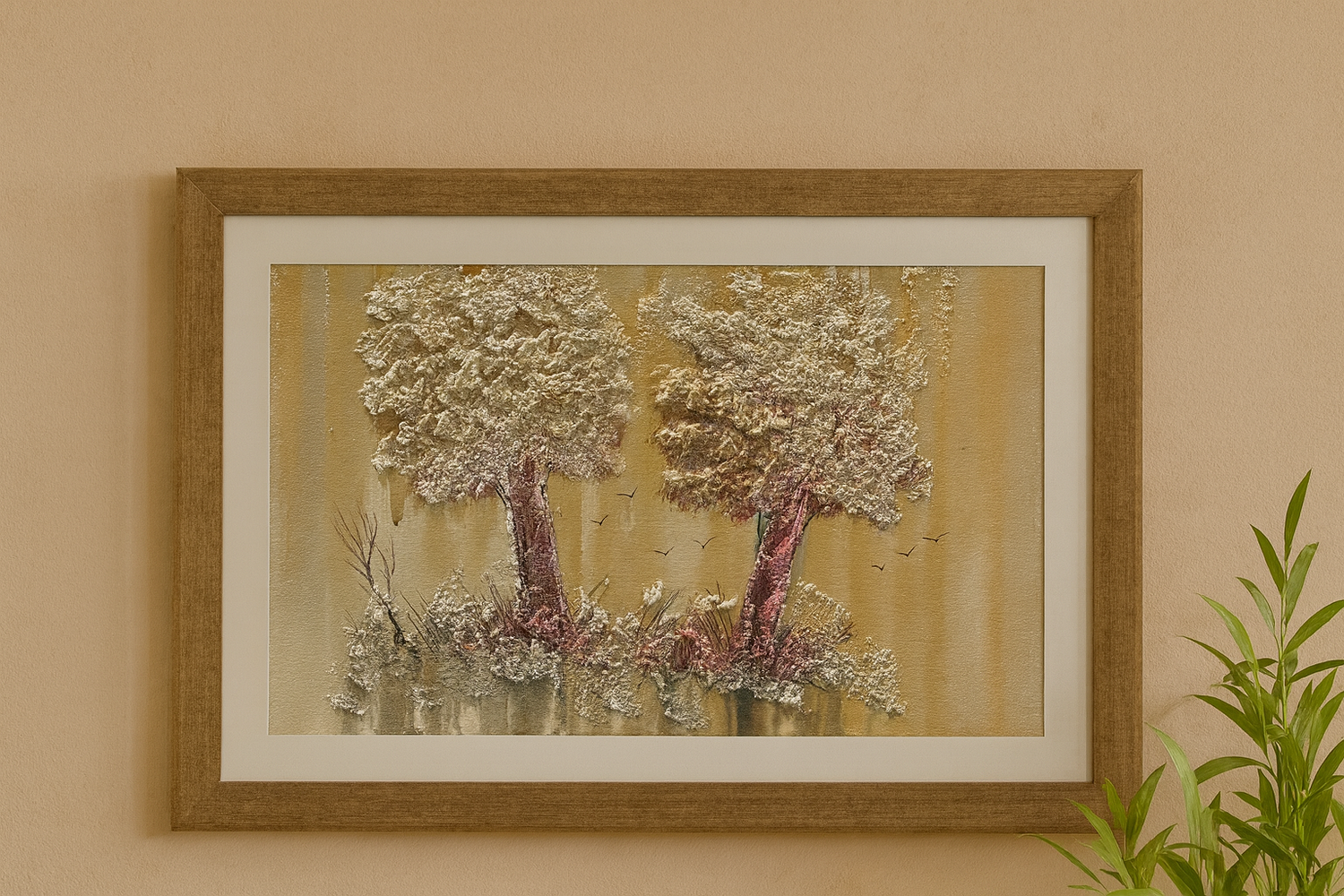 Twin Trunks of Time – Landscape Palette Knife by Professor's Gallery
